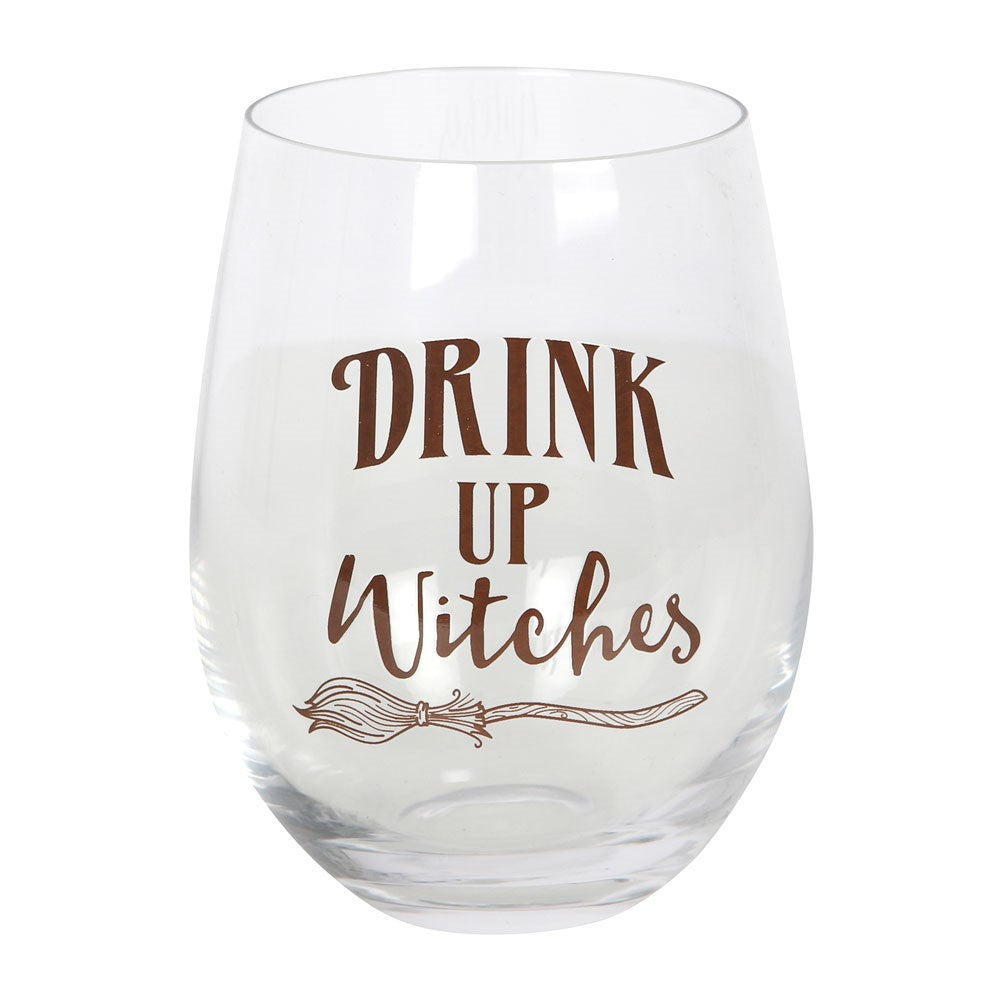'Drink Up Witches' Stemless Wine Glass