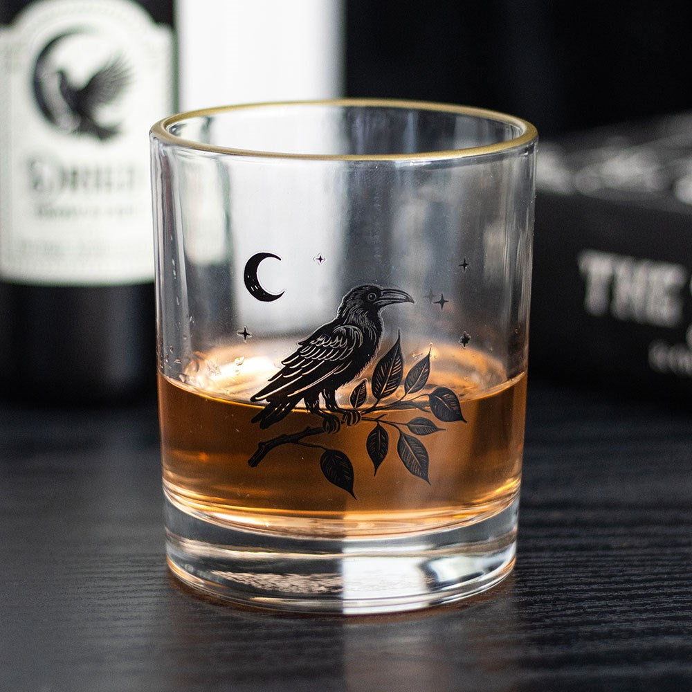 'Perched Raven' Drinking Glass