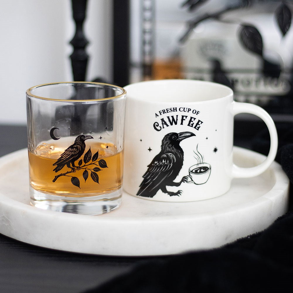 'Perched Raven' Drinking Glass