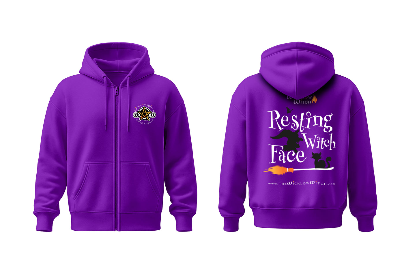 Wicklow Witch Zip-up Hoodie - Resting Witch Face