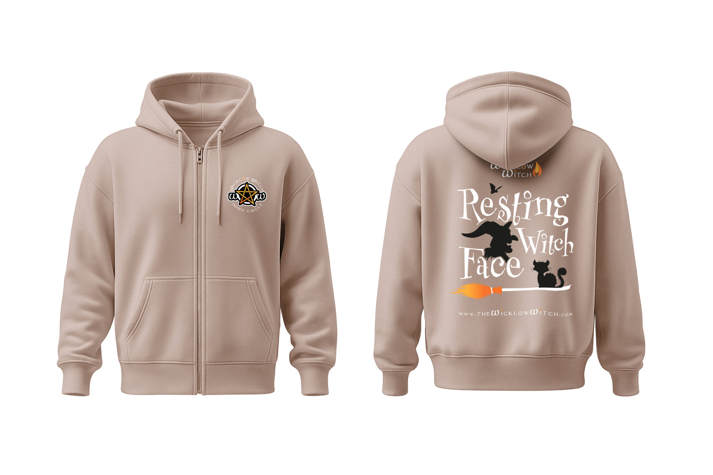 Wicklow Witch Zip-up Hoodie - Resting Witch Face